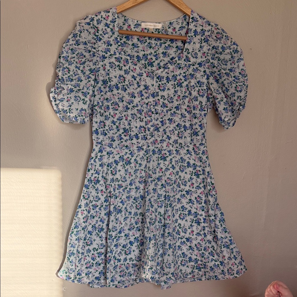 LoveShackFancy Blue and Pink Floral Mini Dress 6